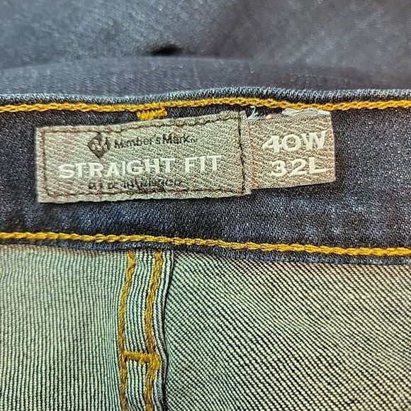 Member's Mark NWT Mens Jeans Size 40x32 Straight Fit Stretch Denim Spot on Leg - Picture 8 of 13